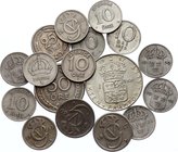 Sweden Lot of 17 Coins 1929 - 1967
10 25 50 Ore 1929-1950, 1 Krona 1967; With Silver