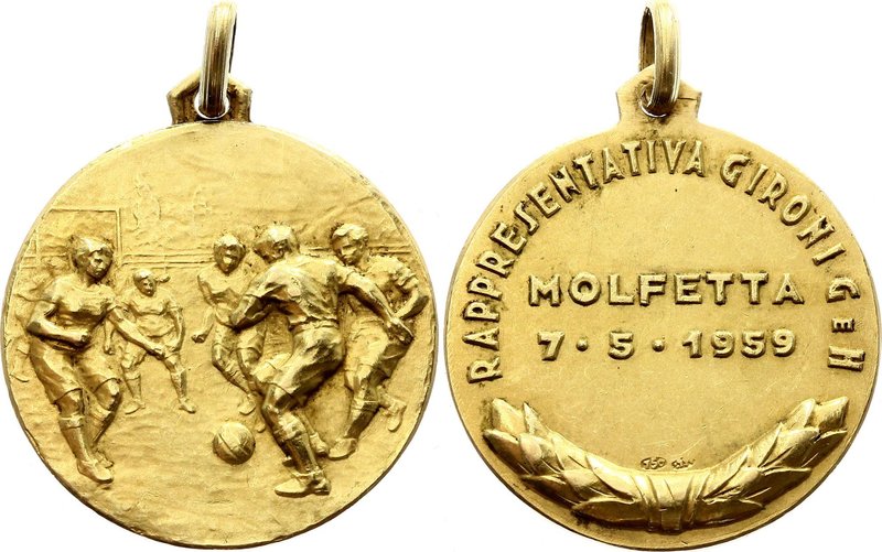Italy Football Medal "Representative Gironi Gen Molfetta" 1959 
Gold 10.64g 27m...