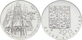 Czech Republic 200 Korun 1994 
KM# 11; Silver; 650th Anniversary of the Foundation of the Prague Archbishopric and Laying of the Cornerstone of St. V...