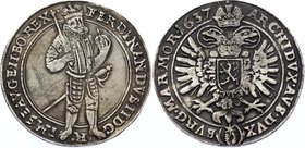 Bohemia 1 Thaler 1637 Prague
KM# 354; Hand holding star - mintmaster Jakob W. Wolker; Ferdinand II