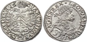 Holy Roman Empire 3 Kreuzer 1669 Wien
KM# 1169; Silver; Leopold I; Well Preserved Coin