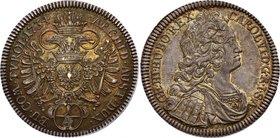 Holy Roman Empire 1/4 Thaler 1734 
Herinek# 587, Schon# 30. Hall mint in Tyrol. Karl VI (1711-1740). Silver, UNC, mint luster. Amazing orange-brown c...