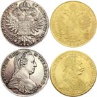 Austria-Hungary Lot of 2 Restrikes 1780
Thaler Restrike 1780 & Collectors Copy of 4 Ducat 1908 made in Brass.