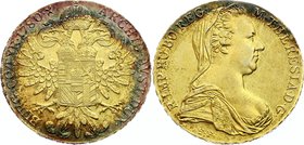 Austria 1 Thaler 1780 SF Restrike
KM# T1; Silver Gold Plated with Astonishing Patina!; Maria Theresia