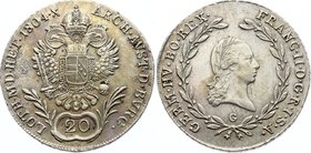 Austria 20 Kreuzer 1804 G - Frauenbach
KM# 2139; Silver; Franz II