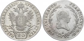 Austria 20 Kreuzer 1824 A - Wien
KM# 2143; Silver; Franz I