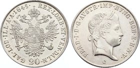 Austria 20 Kreuzer 1845 C - Prague
KM# 2208; Ferdinand I, Prague Mint. Silver, mint luster. UNC.