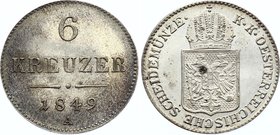 Austria 6 Kreuzer 1849 A - Wien PROOFLIKE
KM# 2200; Franz Joseph I; UNC Beautiful Prooflike!