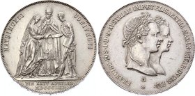Austria Gulden 1854 A - Wien
X# M1; Silver; Wedding of Franz Joseph and Elisabeth / Na Sňatek Josefa I. a Alžběty