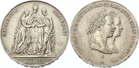 Austria Gulden 1854 A - Wien
X# M1; Silver; Wedding of Franz Joseph and Sissi, Wien Mint; XF, not that common as 2 Gulden coin.