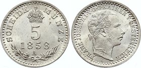 Austria 5 Kreuzer 1858 A - Wien
KM# 2197; Silver; Franz Joseph I; UNC