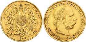 Austria 10 Corona 1896 
KM# 2815; Franz Joseph I; Gold (.900) 3.39g. AUNC.