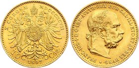 Austria 10 Corona 1897 
KM# 2815; Franz Joseph I; Gold (.900) 3.39g. AUNC.
