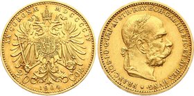 Austria 20 Corona 1904 
KM# 2806; Franz Joseph I; Gold (.900) 6.78g. lustrous. UNC. Not common grade for this date.
