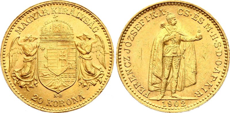 Hungary 20 Korona 1902 KB - Kremnitz
KM# 486; Franz Joseph I, Kremnitz. Gold (....