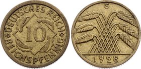 Germany - Weimar Republic 10 Reichspfennig 1928 G
KM# 40; Key Date - catalogue value is 250 $. VF-XF