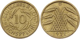 Germany - Weimar Republic 10 Reichspfennig 1932 G
KM# 40; The Rarest Date Catalogue value is 1500 $. XF.