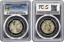 Germany - Weimar Republic 2 Reichsmark 1925 F PCGS MS65
KM# 45, Jaeger# 320; Silver, UNC. Rare in this grade!