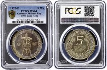Germany - Weimar Republic 5 Reichsmark 1925 D PCGS MS64
KM# 47, Jaeger# 322; 1000th Year of the Rhineland. Silver, UNC. Beautiful patina. PCGS MS64.