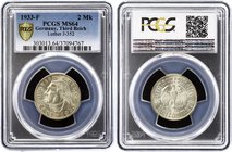 Germany - Third Reich 2 Reichsmark 1933 F PCGS MS64
KM# 79; Jaeger# 352; 450th Anniversary of Martin Luther. Silver, UNC. PCGS MS64.