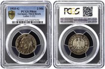 Germany - Third Reich 2 Reichsmark 1933 G Proof PCGS PR64
KM# 79; Jaeger# 352; 450th Anniversary of Martin Luther. Silver, Proof. PCGS PR64.