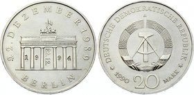 Germany 20 Mark 1990 A Rare
Gegenstempel / Overstriked "22.12.1994"; Mintage 10.000 Pcs; Opening of Brandenburg Gate at 22.12.1989