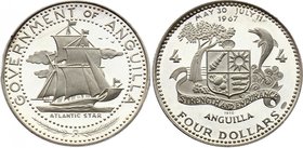 Anguilla 4 Dollars 1970 
KM# 18.1; Silver Proof; Ship - Atlantic Star