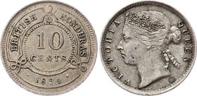 British Honduras 10 Cents 1894 
KM# 8; Silver; VF+/XF-