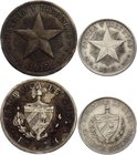 Cuba Lot of 2 Coins 1915 
Cuba 1 Peso 1915, 40 Centavos 1915; Silver; KM# 14, 15
