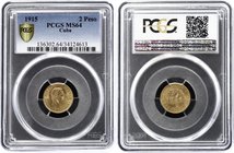 Cuba 2 Pesos 1915 PCGS MS64
KM# 17; Jose Marti. Mintage 10.000 only! Gold (.900), 3.34g. UNC. PCGS MS64.