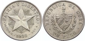 Cuba 1 Peso 1933 
KM# 15.2 - Low relief star; Silver; XF
