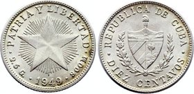 Cuba 10 Centavos 1949 
KM# A12; Silver; AUNC