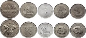 G-1 2007-2008 5 10 25 50 100 500 Colones Costa Rica Set 6 Coins AUNC-UNC