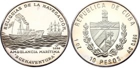 Cuba 10 Pesos 2000 
KM# 681; Silver Proof; Ambulancia Maritima