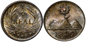 Guatemala 1/4 Real 1896 
KM# 162; Silver 0.80g; Burning Mint Luster; Nice Patina; BUNC