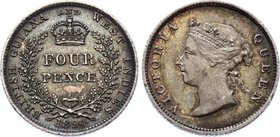 Guyana 4 Pence 1894 
KM# 26; Silver; Victoria