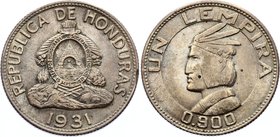 Honduras 1 Lempira 1931 
KM# 75; Silver; XF
