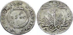 Haiti 25 Centimes 1813 An 10
KM# 12.1; Silver; Western Republic