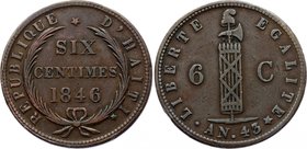Haiti 6 Centimes 1846 An 43
KM# 28; XF