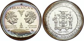 Jamaica 10 Dollars 1972 
KM# 60; Silver Proof; 10th Anniversary of Independence; Mintage 33,000; Outstanding Patina