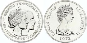 Cayman Islands 25 Dollars 1972 
KM# 9; Silver Proof; Mint. 26,000; 25th Anniversary of the Marriage of Queen Elizabeth II and Prince Philip