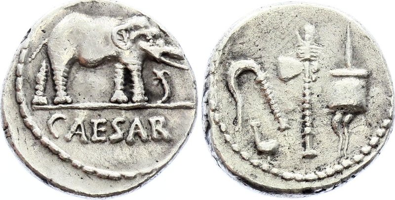 Ancient World Roman Republic Julius Caesar AR Denarius 49-48 BC
Silver 3.63g 17...