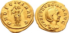 Ancient World Rome Herennia Etruscilla, wife of Trajan Decius Gold Aureus 250 AD
RIC# 58a; Cohen# 16; Calico# 3307b; Sear# 9488; Bust of Herennia, di...