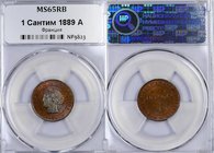 Russia - Finland 1 Centime 1889 A NNR MS 65 RB
KM# 826.1; Bronze; Mint Luster