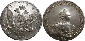 Russia 1 Rouble 1756 СПБ IM
Bit# 277, Portrait by Benjamin Scott. 3 Roubles by Petrov. Silver, UNC, full mint luster.