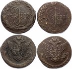 Russia Lot of 2 Coins 1772-77 
5 Kopeks 1772 & 1777 EM