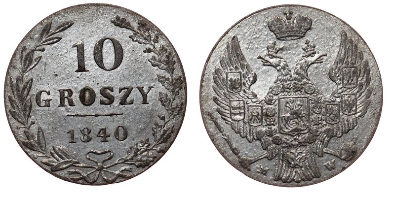 Russia - Poland 10 Groszy 1840 MW Reeded Edge Rare
Bit# Unpublished; Silver (0....