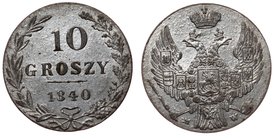 Russia - Poland 10 Groszy 1840 MW Reeded Edge Rare
Bit# Unpublished; Silver (0.192); Luster; aUNC
