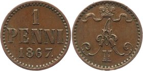 Russia - Finland 1 Penni 1867 
Bit# 667; Copper 1,3g.