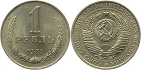 Russia - USSR 1 Rouble 1961 UNC
Y# 134a.1; Copper-Nickel-Zink 7,43g.